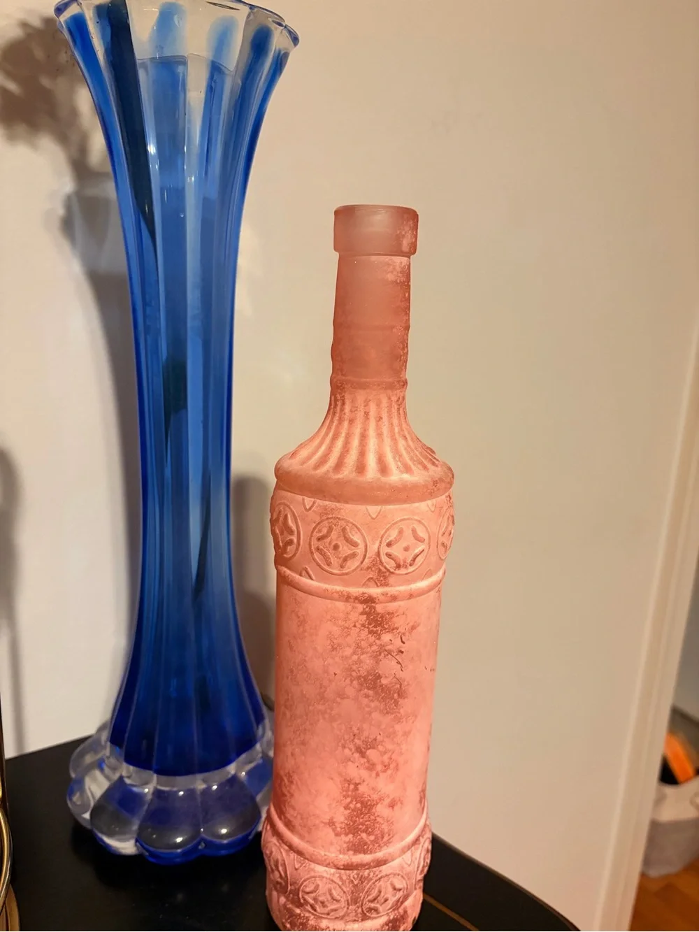 Elegant Pink Frosted Glass Bottle